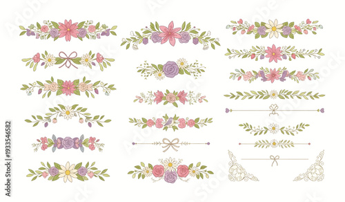 Floral Wreath Designs with Leaves and Flowers.