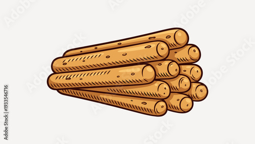 Large stack of ladyfinger biscuits vector illustration. Pile of Italian savoiardi sponge cookies isolated on white background for bakery and tiramisu dessert menu.