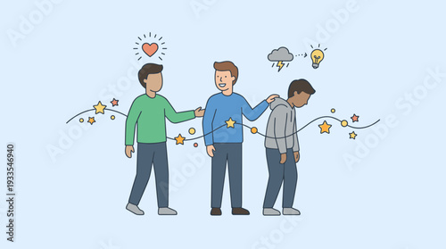 Supportive Friends Sharing Positive Energy and Empathy with Sad Person, Concept of Mental Health Support, Emotional Intelligence, Compassion, and Helping Others Overcome Depression and Anxiety.