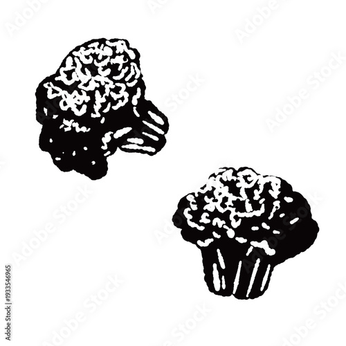 Broccoli Steak Garnish Monochrome Silhouette