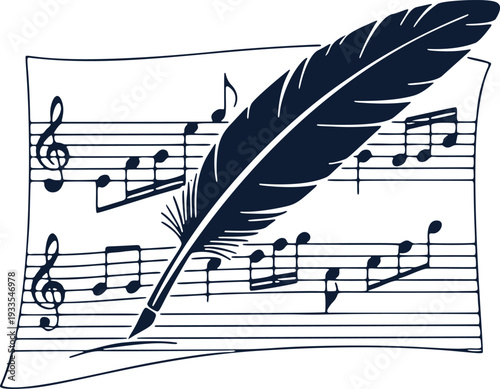 song writer vector illustration of a feather pen