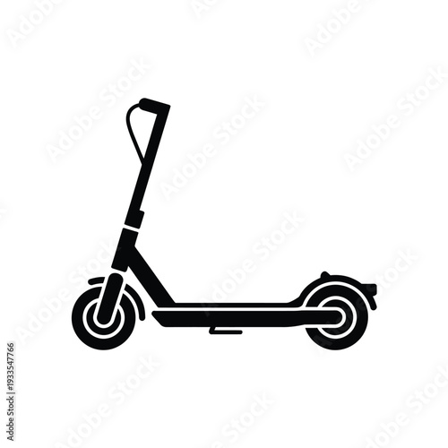 Simple black silhouette of an electric scooter on a white background