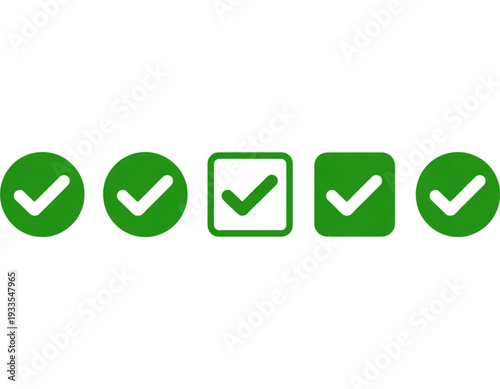 A series of green checkmark icons indicating approval or completion status