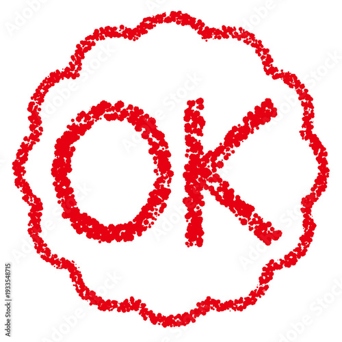 クレヨン素材　手描きのスタンプ風文字　OK