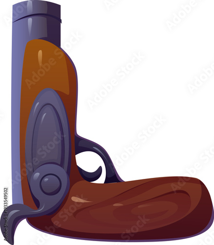 Cartoon pirate font, Caribbean corsairs typeface vector letter L, English piracy alphabet type. Playful vector letter L designed in the shape of a pirate pistol. Funny alphabet letter for kids game