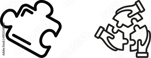 Puzzle piece icon set, jigsaw puzzle parts, connecting jigsaw puzzle, jigsaw puzzle Vector, Puzzle icon set, thin line icons, editable stroke, puzzle game illustration Simple icon puzzle pieces set.