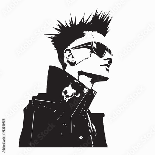 Male Punk Rocker in Stylish Outfit Vector Design On White Background