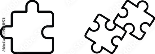 Puzzle piece icon set, jigsaw puzzle parts, connecting jigsaw puzzle, jigsaw puzzle Vector, Puzzle icon set, thin line icons, editable stroke, puzzle game illustration Simple icon puzzle pieces set.