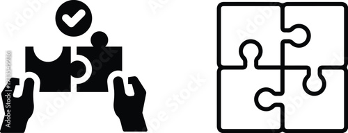 Puzzle piece icon set, jigsaw puzzle parts, connecting jigsaw puzzle, jigsaw puzzle Vector, Puzzle icon set, thin line icons, editable stroke, puzzle game illustration Simple icon puzzle pieces set.