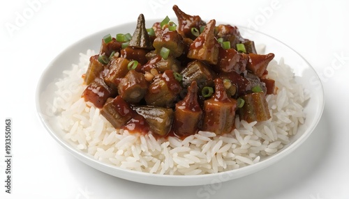 Okra tomato sauce and rice