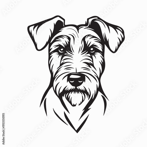 Airedale Terrier Dog Portrait Vector Image On White Background