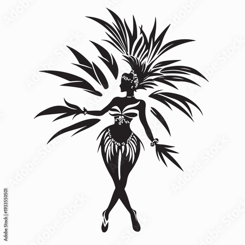 Brazilian Carnival Celebration Logo with Dancer Vector on White Background