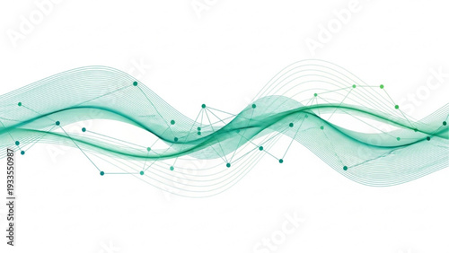 Abstract digital wave pattern with interconnected nodes representing data flow and network connections in modern technology design