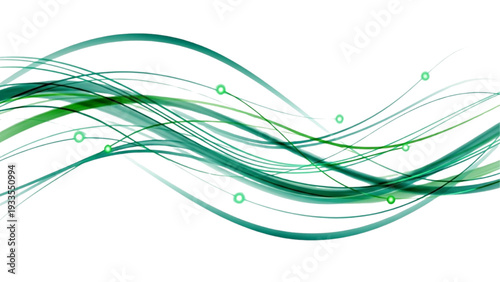 Dynamic Flowing Green Waves of Digital Data Representing Connectivity and Technological Innovation