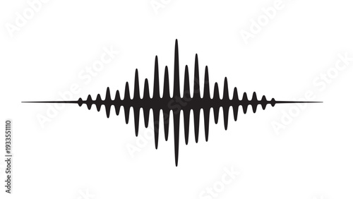 Stylized black sound wave icon on light background.