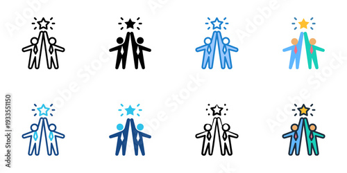 Executive coaching icons set multiple style collection. Editable stroke 
