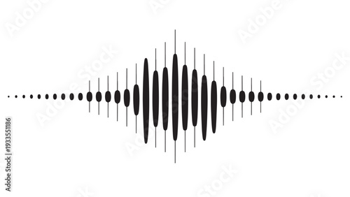 Stylized black sound wave icon on light background.