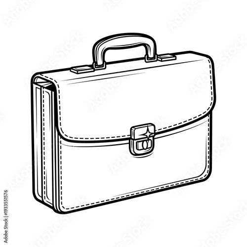 Black and White Briefcase Illustration.
