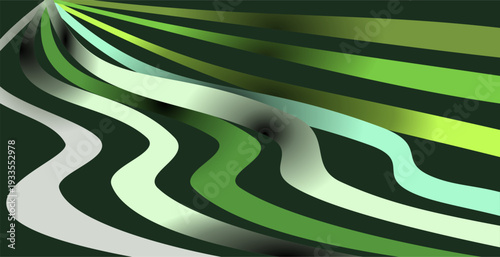 Luxury Green Wave Lines on Dark Background – Modern Abstract Gradient Design