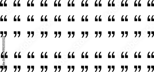 Quotation marks symbols set vector illustration, black opening and closing quote punctuation collection, typography elements for editorial design, text formatting, writing, publishing use