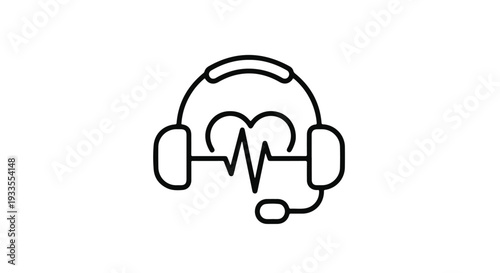 Empathy in Customer Service and Professional Care Symbol: Heart and Headphones Graphic