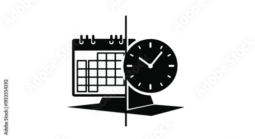 Time management concept with calendar and clock illustration for organization and productivity