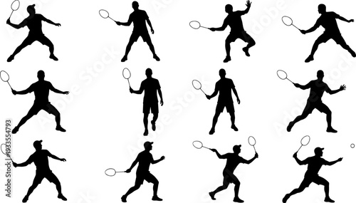 tennis, badminton, racket, player, sport, silhouette, vector, action, athlete, competition, motion, training, match, fitness, game, tennis player, badminton player, 