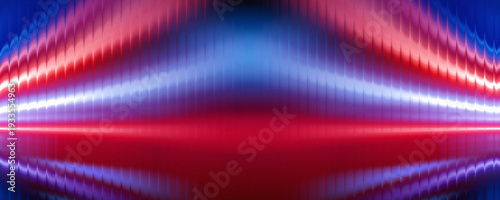 A vibrant abstract image featuring red, white, and blue lights streaking across a dark background