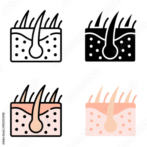 Skin icon collection of various styles for design branding, print and digital media