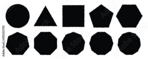 A collection of various geometric shapes on a white background