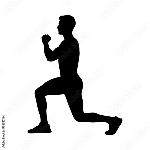 Man doing lunge exercise vector illustration silhouette