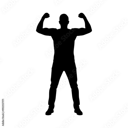 Man showing powerful muscle pose vector illustration silhouette
