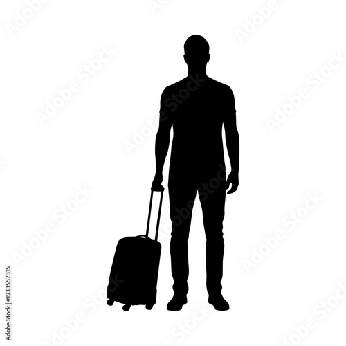 Man with a suitcase vector illustration silhouette