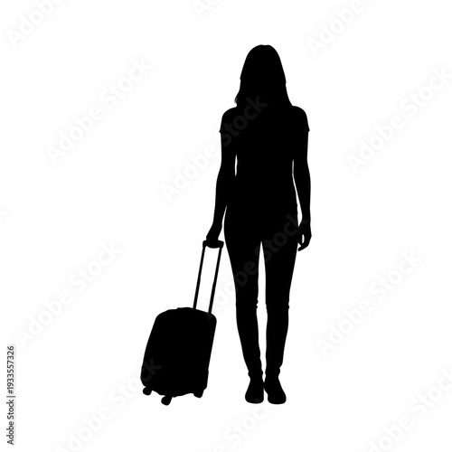 Woman with a suitcase vector illustration silhouette