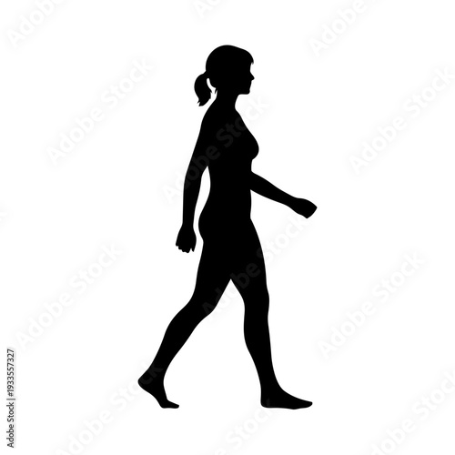 Woman walking vector illustration silhouette