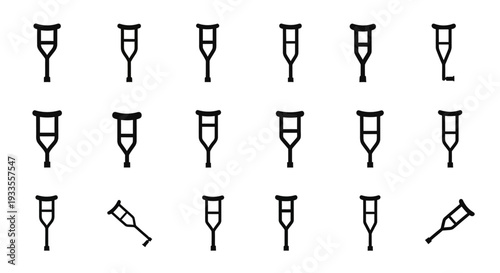 Collection of champagne glasses and party poppers arranged in a grid pattern on a clean white background