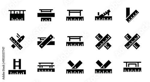Collection of railroad track icons in various configurations and viewpoints