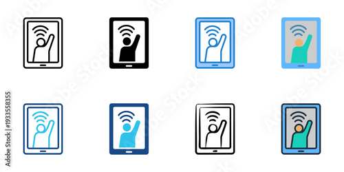 Online session icons set multiple style collection. Editable stroke 
