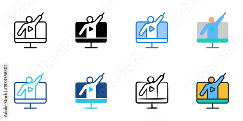 E course icons set multiple style collection. Editable stroke 
