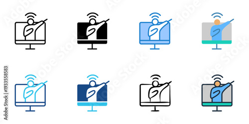 Webinars icons set multiple style collection. Editable stroke 
