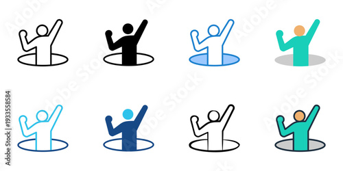 Coaching portal icons set multiple style collection. Editable stroke 
