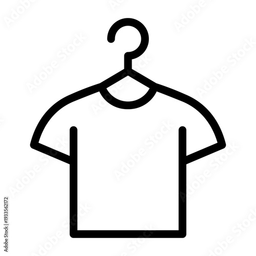 Shirt Hanger Outline Icon, Clothes Hanger Icons Collection, Shirt On Hanger Silhouette.