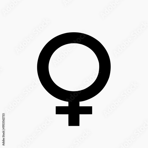Female gender symbol on a minimalist background with copy space