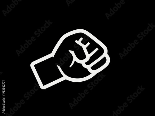 Fist symbol on black background, representing strength and solidarity