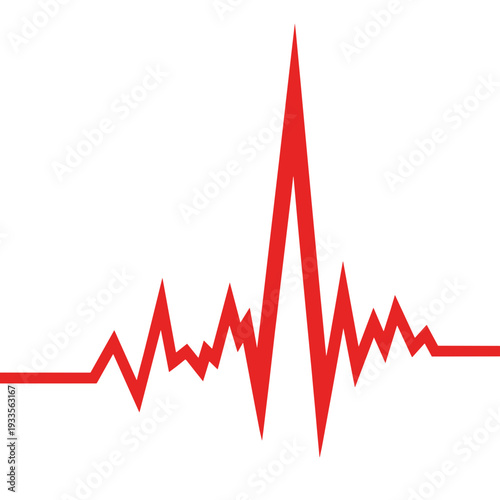 Red jagged line graph chart representing high stress levels and cortisol spikes for medical data and emotional volatility concept