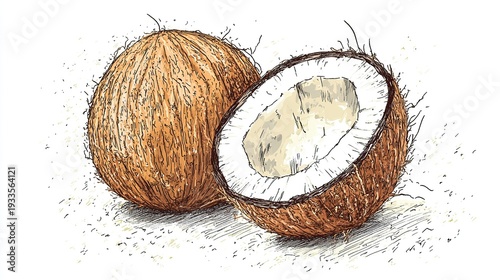 coconut on white background