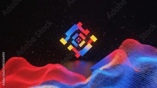 Abstract colorful glitch art with horizontal lines and digital noise