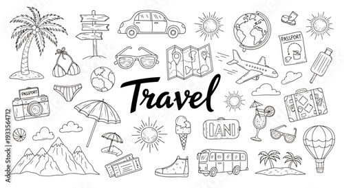 Whimsical Travel Doodles: A Creative Exploration of Journeys and Destinations.
