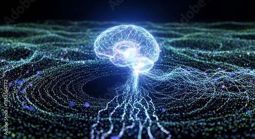 Glowing Brain with Neuron Connections.