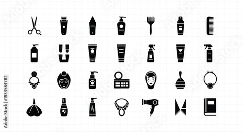Vector Illustration Beauty and Personal Care Icons Set on White Background